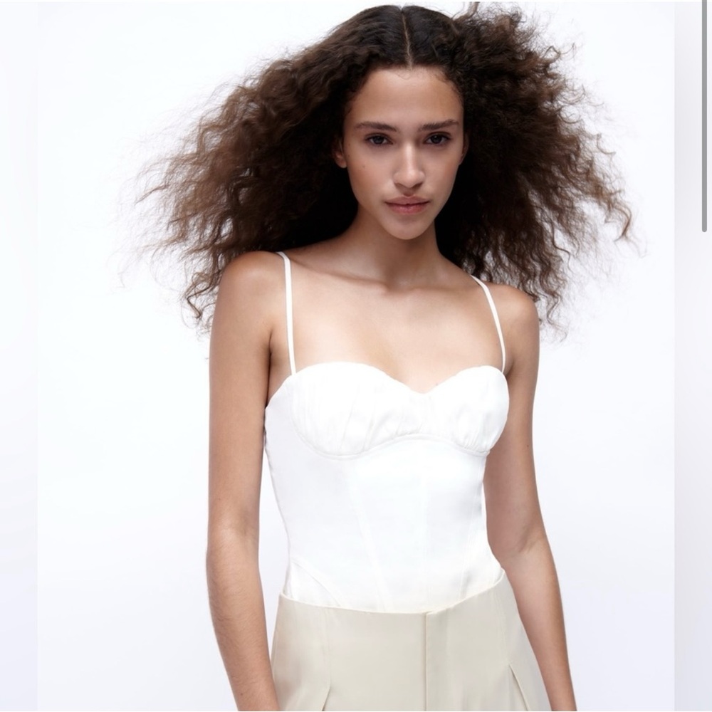 Zara White Bustier-Style Bodysuit